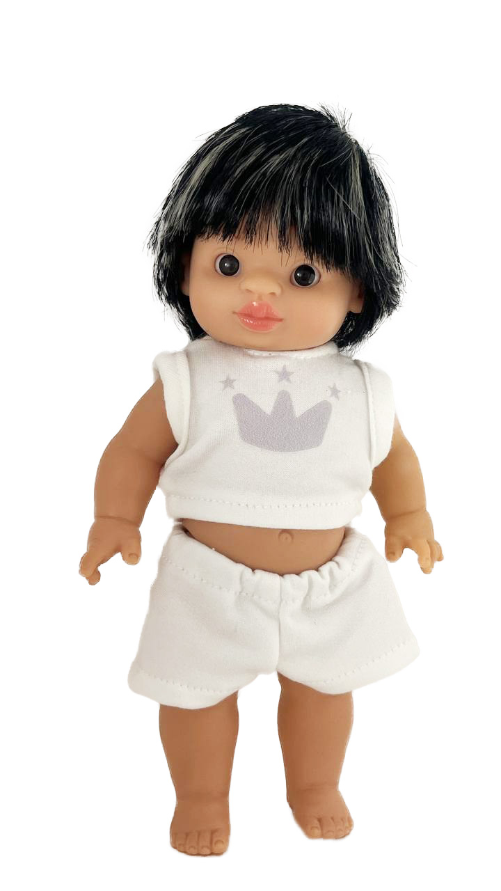 Paola Reina Кукла-пупс Вито с бело-черным мелированием, 21 см, арт. PA  10608