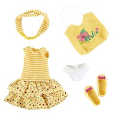0126883 Одежда и обувь для куклы Джой Kruselings в летнем желтом наряде, 23 см