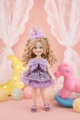 Siblies Кукла День Рождения (светлый винил, фиолетовое платье), 31 см, арт. SBA-2402