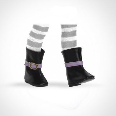 Paola Reina Сапоги черные с фиолетовой пряжкой, для кукол 32 см, арт. 63210