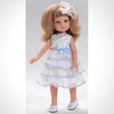 Paola Reina Туфли белые с голубым цветком, для кукол 32 см, арт. 63203-фото-1