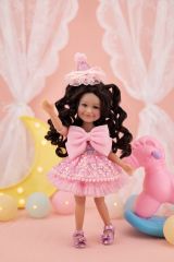 Siblies Кукла День Рождения (темный винил, розовое платье), 31 см, арт. SBA-2401