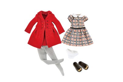 0126890 Одежда и обувь для куклы Хлоя Kruselings в красном пальто, 23 см