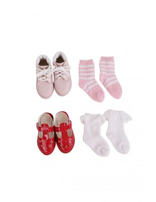 Ruby Red Набор обуви для кукол 37 см (розовые ботинки, красные туфли, 2 пары носков), арт. FMB-2209